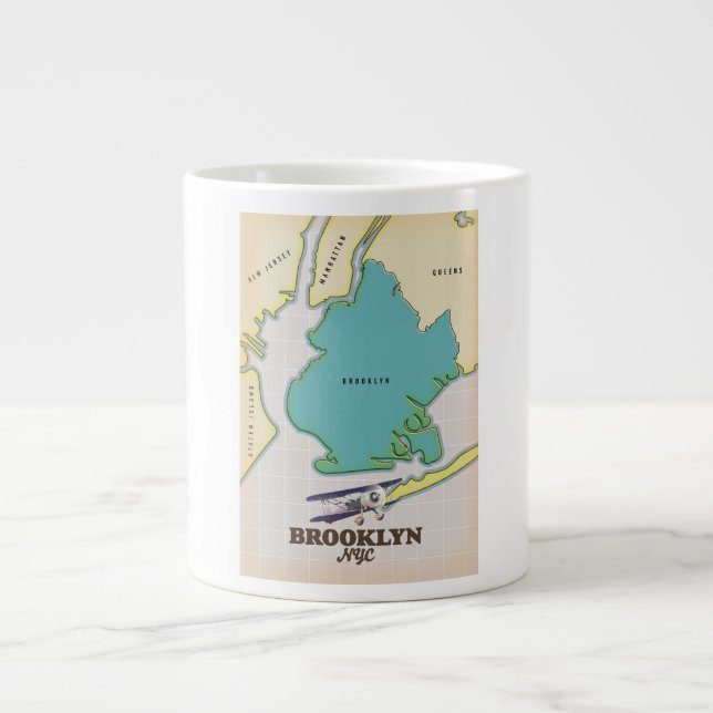 Brooklyn New York Map Jumbo-Tasse (Vorderseite)