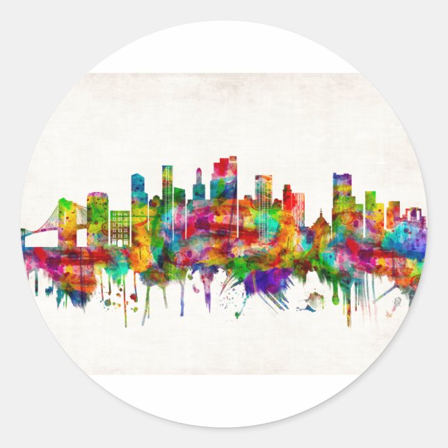 Brooklyn New York Skyline Runder Aufkleber (Vorderseite)