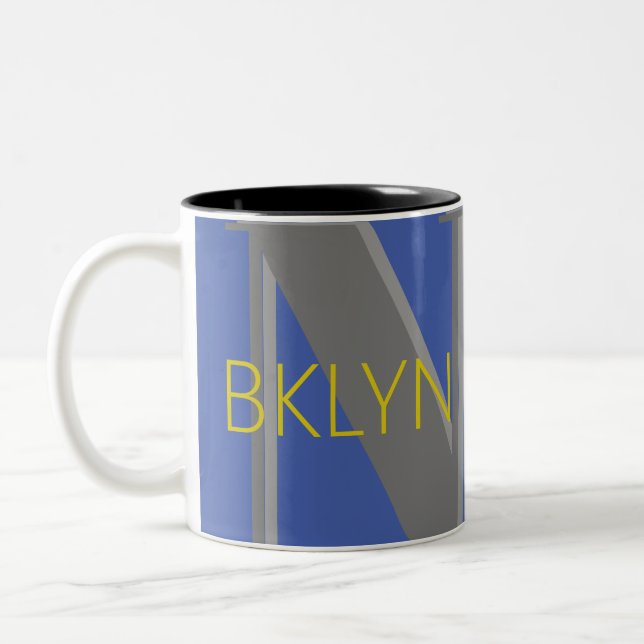 BROOKLYN NY blue gray bklyn stylish Zweifarbige Tasse (Links)