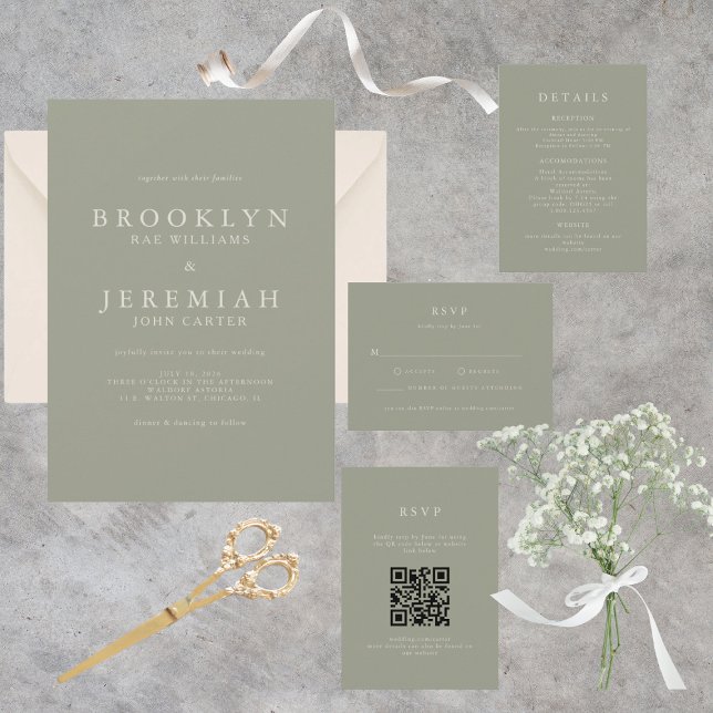 BROOKLYN Sage Modern Wedding Einladung (Von Creator hochgeladen)