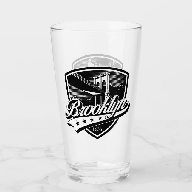 Brooklyn Schild mit Swoosh-Design Glas (Vorderseite)