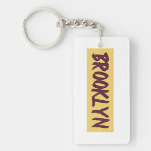 Brooklyn Text Base Design on Yellow Background Schlüsselanhänger
