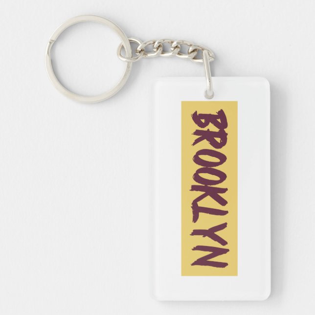 Brooklyn Text Base Design on Yellow Background Schlüsselanhänger (Vorderseite)