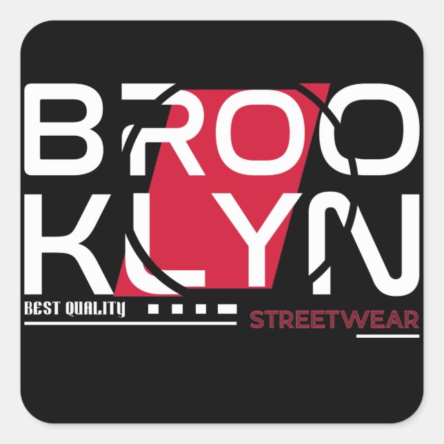 Brooklyn Urban Streetwear Kunst Quadratischer Aufkleber (Vorderseite)