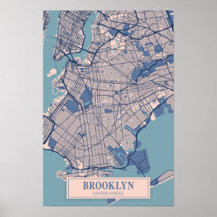 Brooklyn Vereinigte Staaten Windige Stadt Karte Re Poster