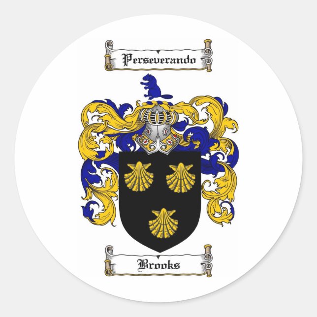 BROOKS-FAMILIENWAPPEN - BROOKKÜHLE VON WAFFEN RUNDER AUFKLEBER (Vorderseite)