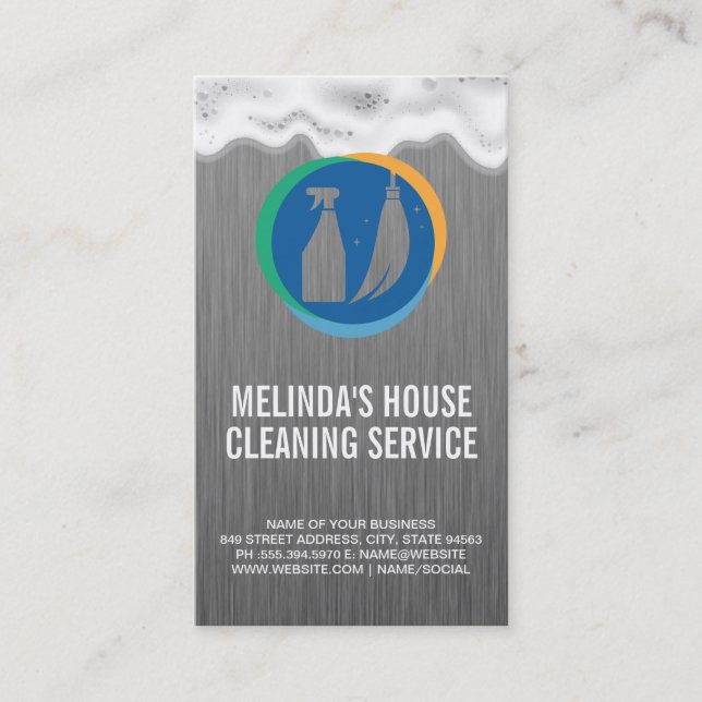 Broom Bottle Spray Logo | Reinigungsdienste | Seif Visitenkarte (Vorderseite)