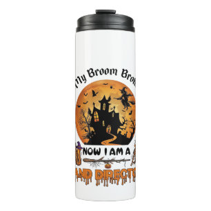 Broom brach den Banddirektor Halloween Spukhaus Thermosbecher