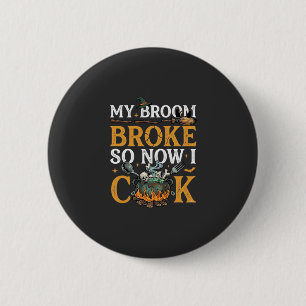 Broom Brach Halloween-Kessel Schädel Schwarze Katz Button