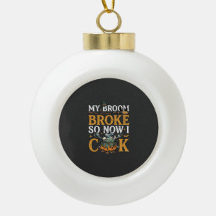Broom Brach Halloween-Kessel Schädel Schwarze Katz Keramik Kugel-Ornament