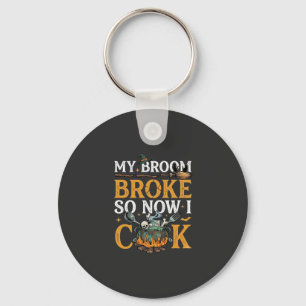 Broom Brach Halloween-Kessel Schädel Schwarze Katz Schlüsselanhänger