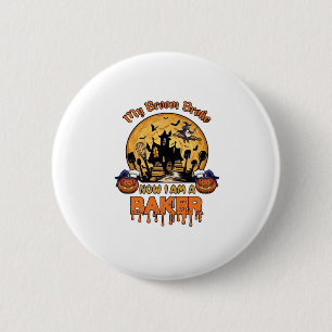 Broom Broke Baker Halloween Hexe Koch Kürbis_1 Button