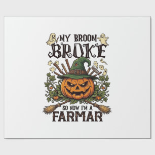 Broom Broke Farmar Halloween-Kürbis-Hexenhut Gho Geschenkpapier