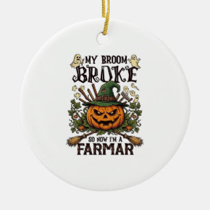 Broom Broke Farmar Halloween-Kürbis-Hexenhut Gho Keramik Ornament