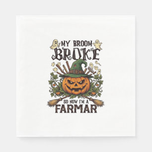 Broom Broke Farmar Halloween-Kürbis-Hexenhut Gho Serviette