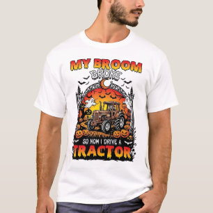 Broom Broke Tractor Halloween Hexen Geister_1 T-Shirt