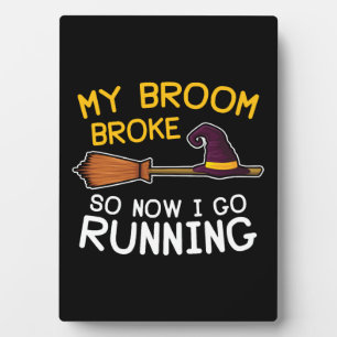 Broom Broke Witch Running Fotoplatte