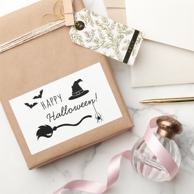 Broom, Hexenhut, Fledermäuse und Spidermaus Rechteckiger Aufkleber (Schenken)