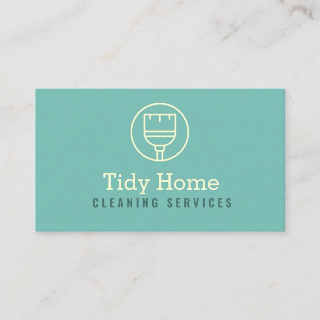 Broom Logo Moderne Reinigungsservice Business Card Visitenkarte (Vorderseite)