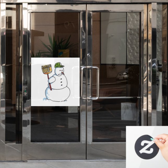 Broom Snowman Fensterklemme Fensteraufkleber (Büro Tür)