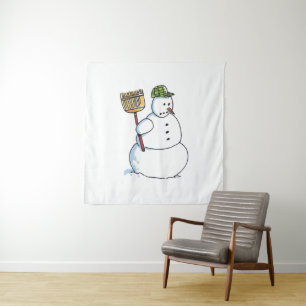 Broom Snowman Tapestation Wandteppich