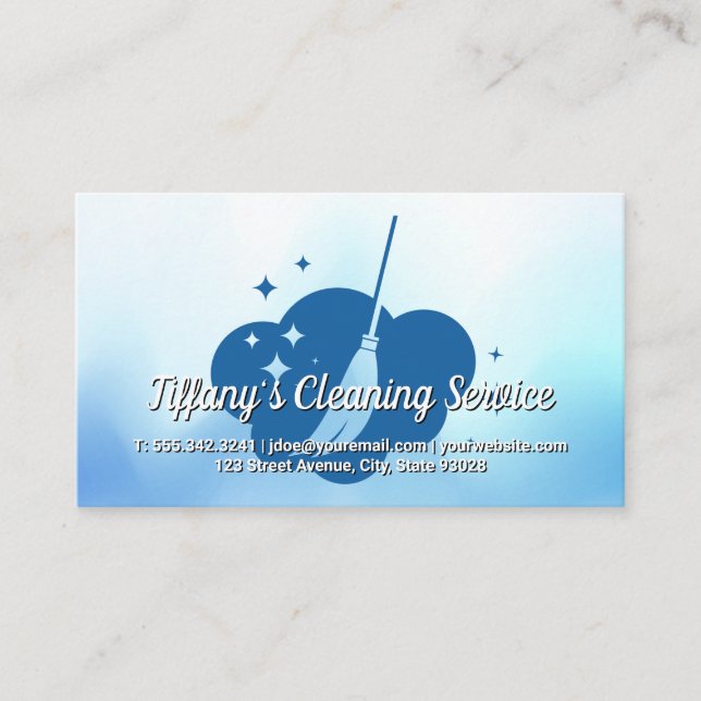 Broom Sparkle Logo | Zuhause Cleaner Visitenkarte (Vorderseite)