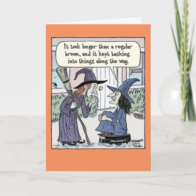 Broombot Halloween Karte (Vorderseite)