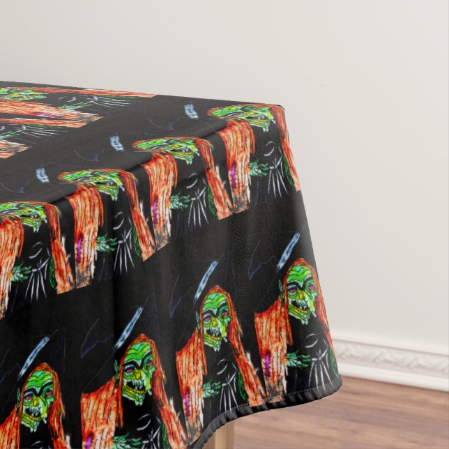 BROOMHILDA HALLOWEEN WITCH-Tischleinen Tischdecke (Beispiel)