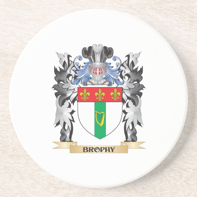 Brophy Wappen - Familienwappen Sandstein Untersetzer (Vorne)