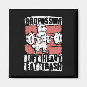 Bropossum hebt schwer, frisst Müll Opossum Fitness Magnet