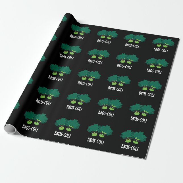 Bros-coli Funny Veggie Broccoli Pun Dark BG Geschenkpapier (Ungerollt)