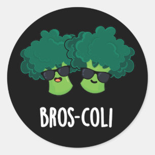 Bros-coli Funny Veggie Broccoli Pun Dark BG Runder Aufkleber