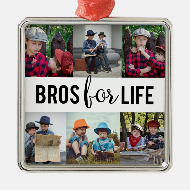 Bros for Life Brothers Photo Collage Typography  Ornament Aus Metall (Vorne)