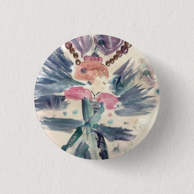 BROSCHE DAMEN-TURQUOISE (AQUARELL) BUTTON (Vorderseite)