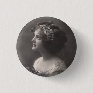Brosche plattiert Dame vintage Button