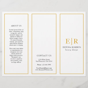 Broschüre "Gold Monogram Elegance Business Trifold
