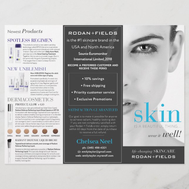 Broschüre Rodan and Fields Tri-Fold (Vorderseite)
