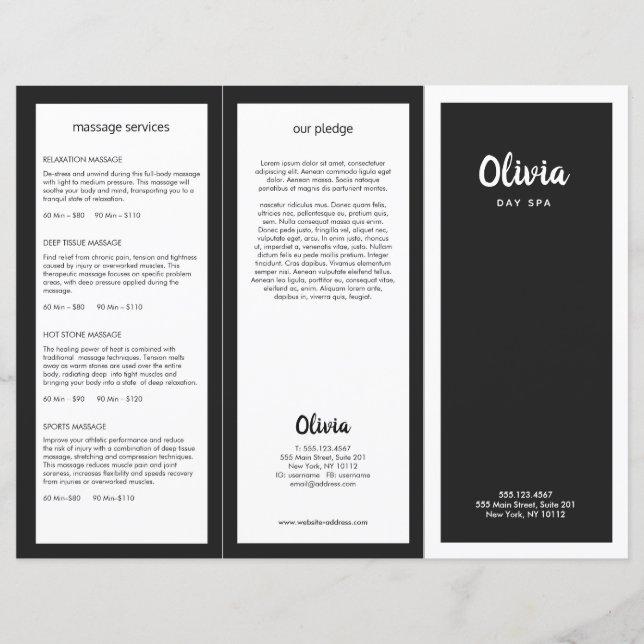 Broschüre "Schwarz-weiß Hair Salon Tri Fold" (Vorderseite)