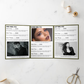 Broschüre "Trendy Gold Green Foto Monogram Salon"