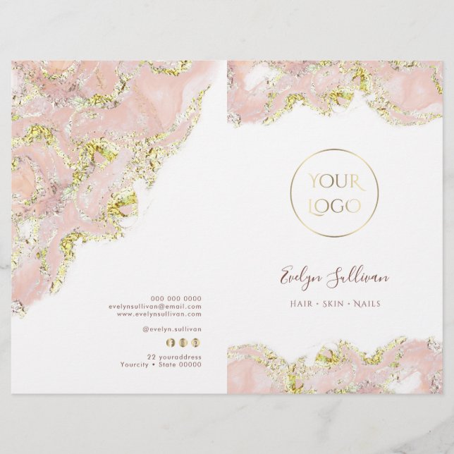 Broschüre über das Design-Menü "Rosa Marmor" (Vorderseite)