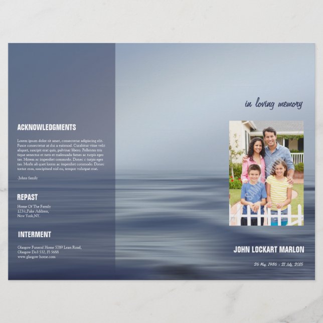 Broschüre zum Beerdigungsprogramm (Vorderseite)