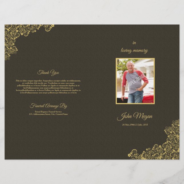 Broschüre zum Beerdigungsprogramm (Vorderseite)