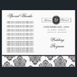 Broschüre zum Hochzeitsprogramm für moderne Damask<br><div class="desc">Diese Vorlage ist für Sie bereit, Set mit all Ihren eigenen Details zu überschreiben. Sie können es einfach tun, indem Sie den Beispieltext in den Feldern unter der Überschrift "Personalize It" eingeben, oder Sie können die Schaltfläche "Anpassen" drücken, um zum detaillierteren Bearbeitungsbereich zu gelangen, in dem Sie Dinge verschieben und...</div>