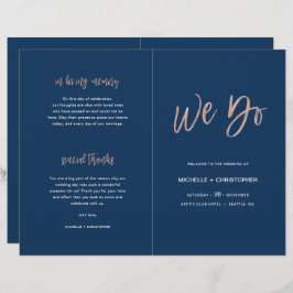 Broschüre zum Hochzeitsprogramm für Navy Blue & Ro