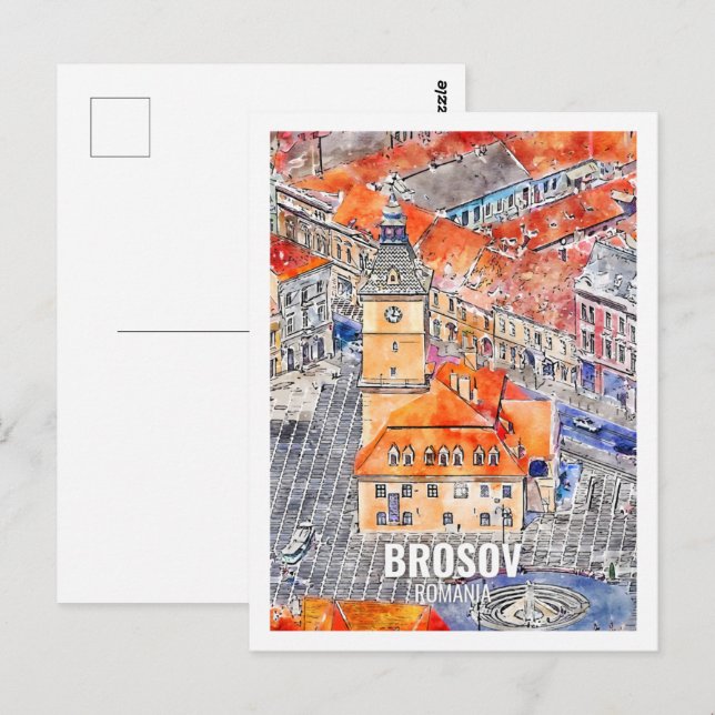 Brosov Rumänien Bekannte Wasserfarbskizze für Reis Postkarte (Vorne/Hinten)