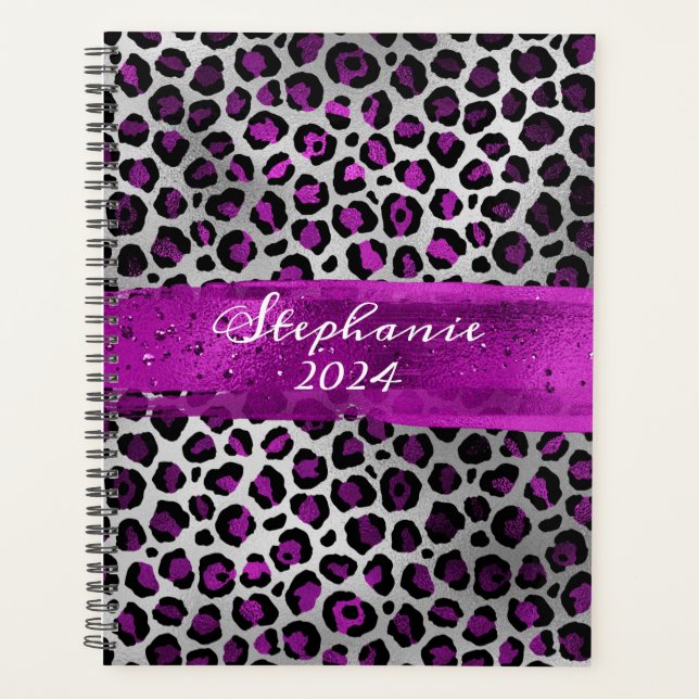 Brosse Leopard violet et argenté (Devant)