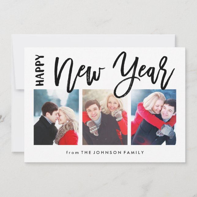 Brossé New Year Holiday Collage 3 Carte photo (Devant)