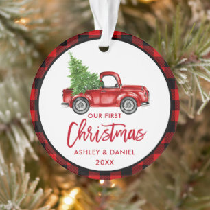 Brosse Script Camion First Christmas Red Plaid