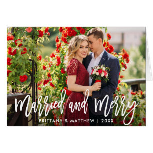 Brosse Script Marié & Merry Photo Pold Card