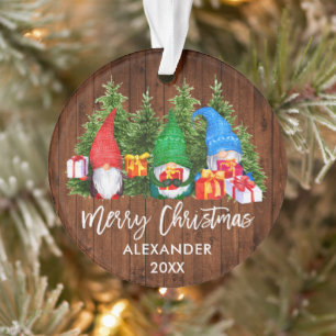 Brosse Script Noël Bois Aquarelle Gnomes